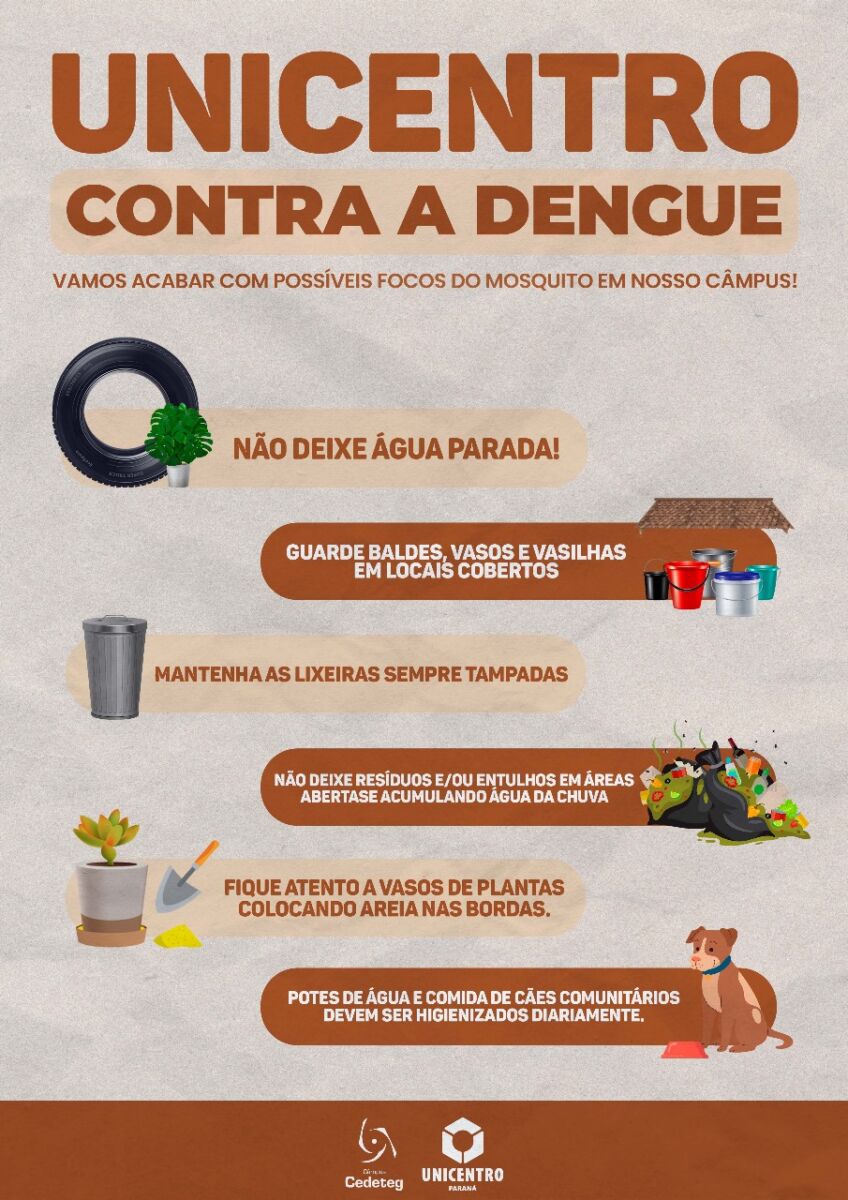Unicentro Contra a Dengue: Câmpus Cedeteg promove ações para combater a proliferação do mosquito Aedes aegypti