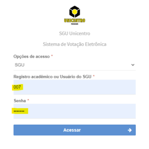 Eleitoral - tela de login 2