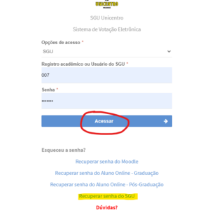 Eleitoral - tela de login 3