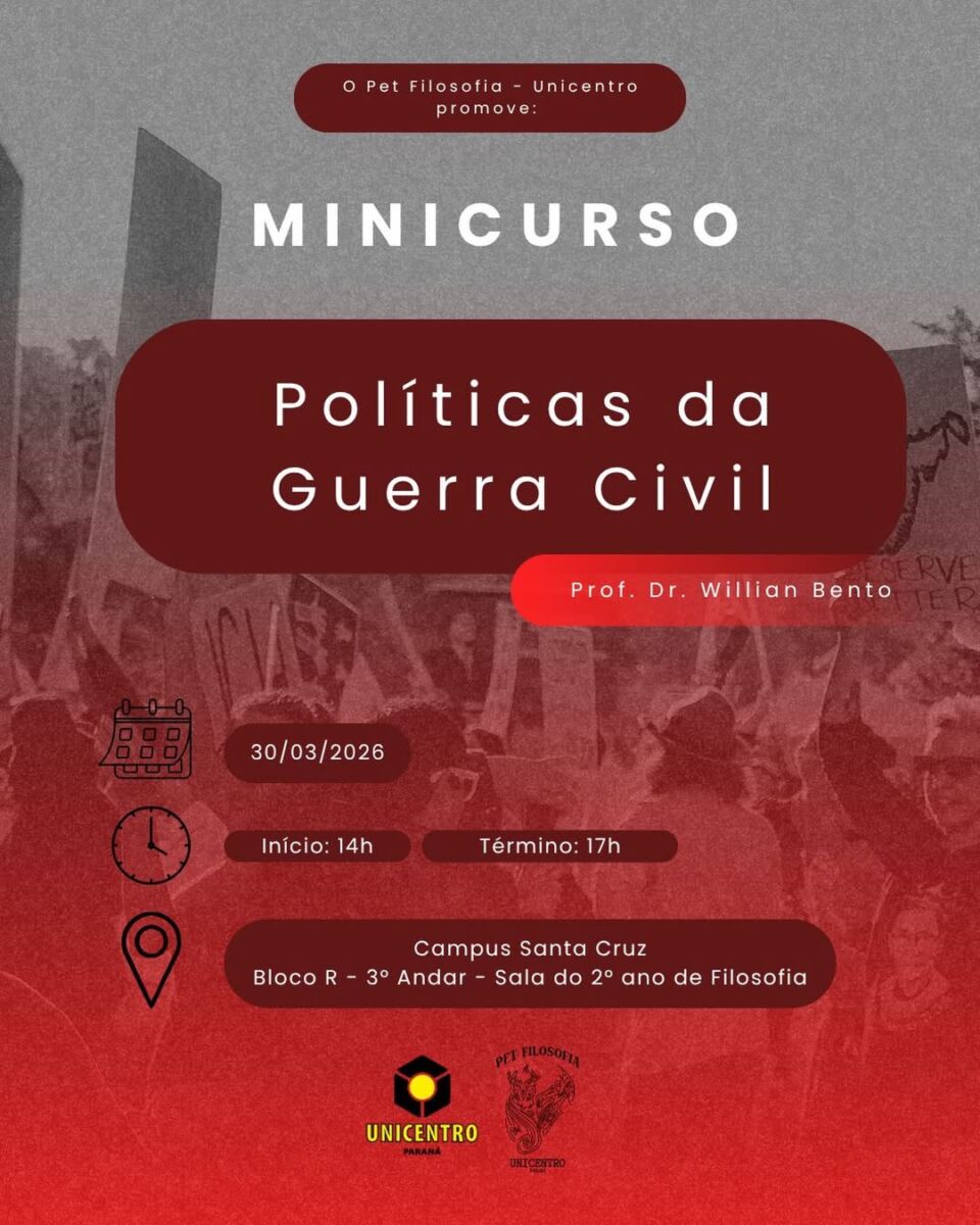 PET Filosofia promove minicurso sobre ‘Políticas da Guerra Civil’