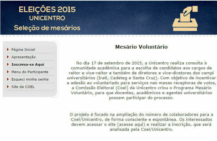 Mesário Voluntário: Comissão Eleitoral convida comunidade acadêmica para participar