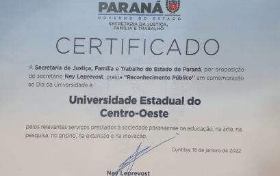 Unicentro recebe homenagem da Secretaria de Justiça, Família e Trabalho do Paraná
