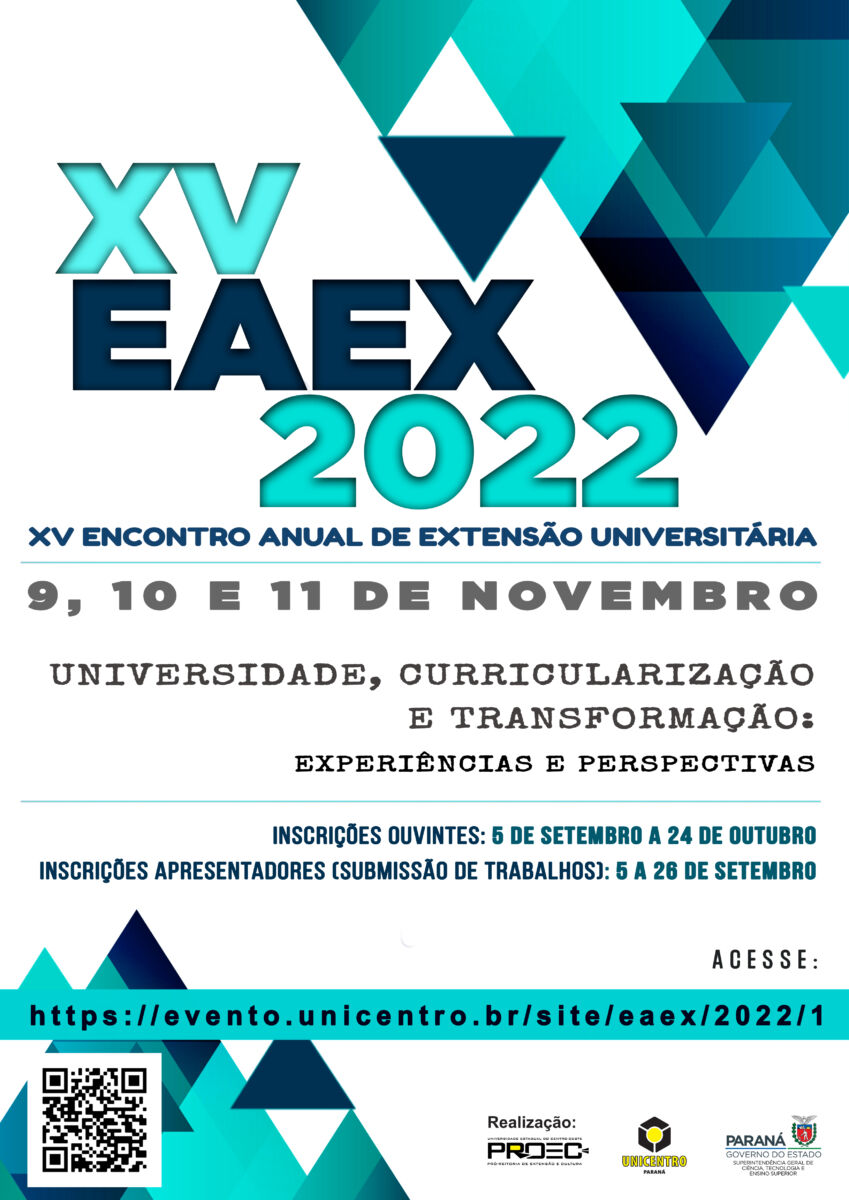 Submissão de trabalhos para o Eaex segue aberta até 26 de setembro