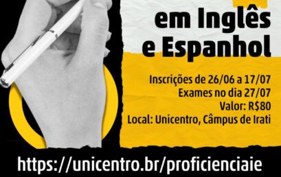 Abertas as inscrições para exame de proficiência em inglês e espanhol