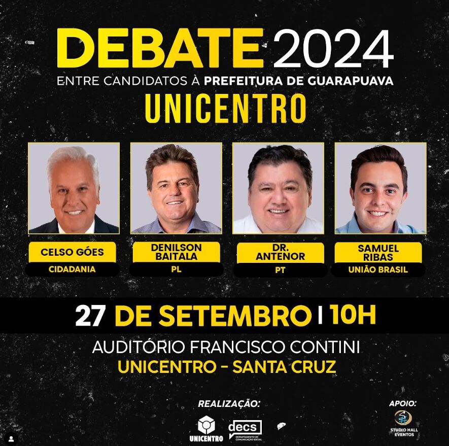 Departamento de Comunicação Social da Unicentro realiza debate entre candidatos a prefeito de Guarapuava