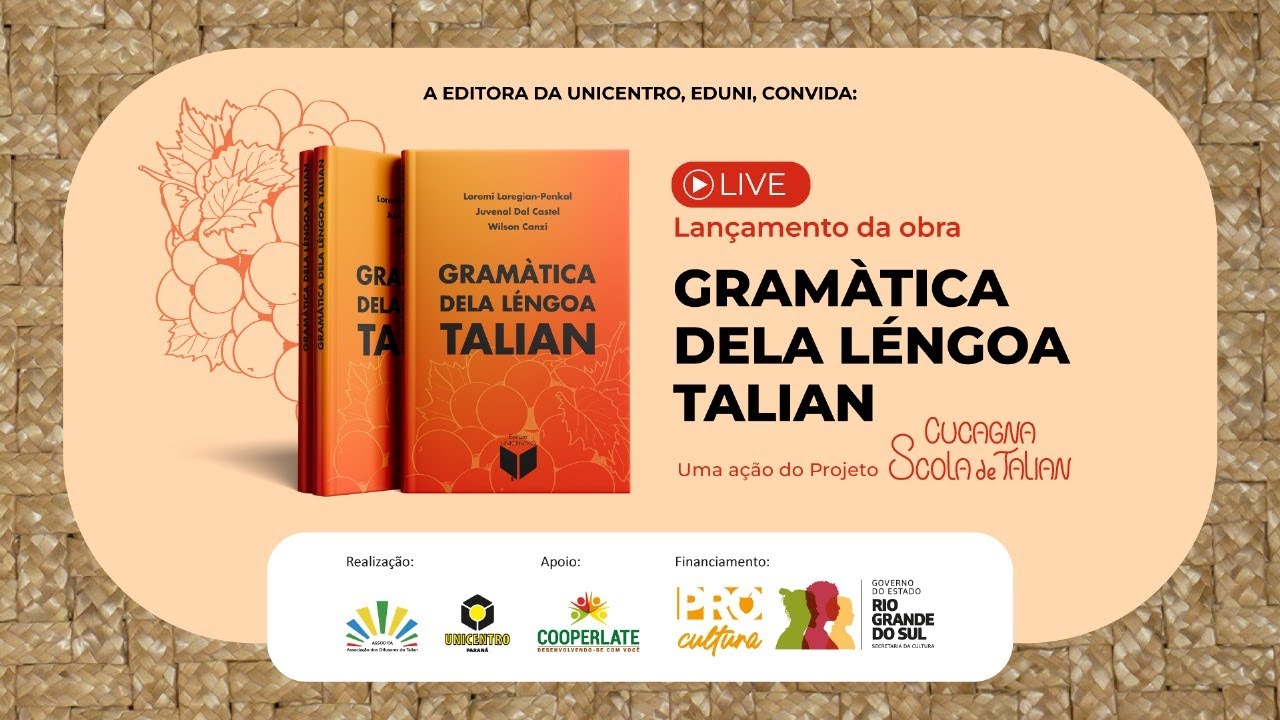 Gramática da Língua Talian vai ser lançada na próxima sexta-feira (22)