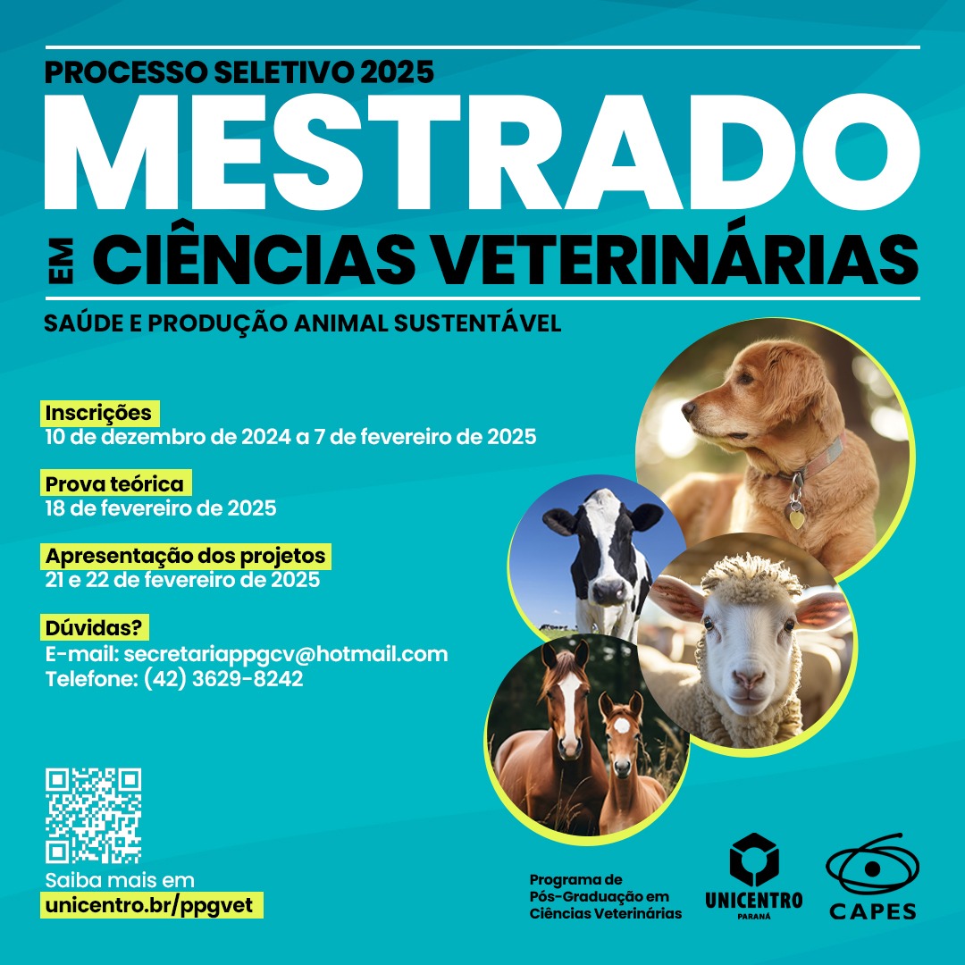 Mestrado em Ciências Veterinárias está com inscrições abertas