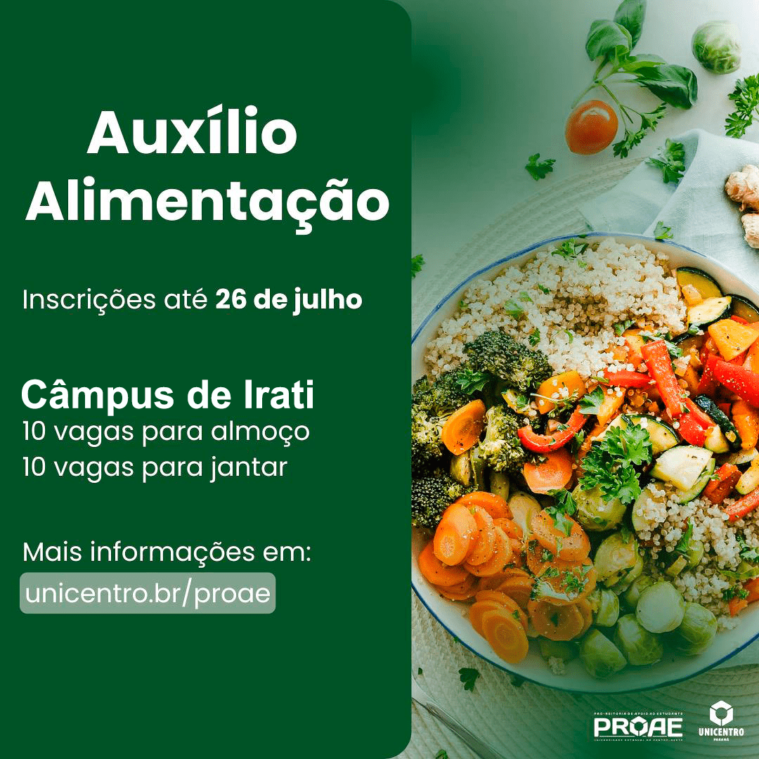 Auxílio-alimentação: Acadêmicos do Câmpus de Irati têm até o dia 26 de julho para se inscrever em seleção