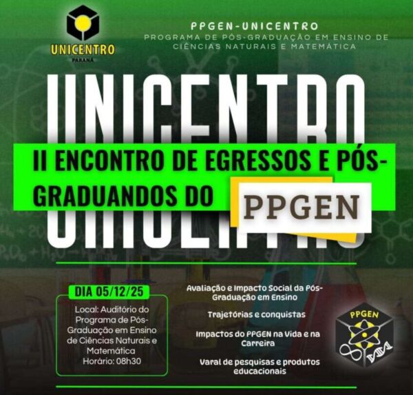 PPGEN realiza 2º Encontro de Egressos e Pós-Graduandos na próxima sexta (5) PPGEN realiza 2º Encontro de Egressos e Pós-Graduandos na próxima sexta (5)