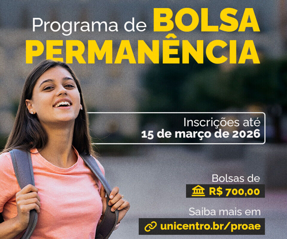 Inscrições abertas para o Programa de Bolsa Permanência da Unicentro