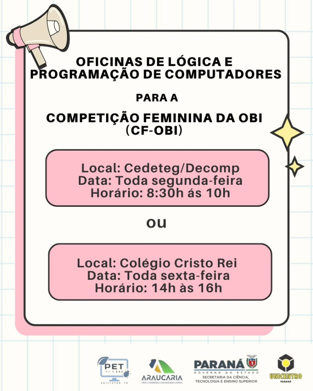 Oficinas para a Competição Feminina da OBI