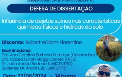 Defesa de dissertação – Robert William Florentino, 23 de agosto – 14h