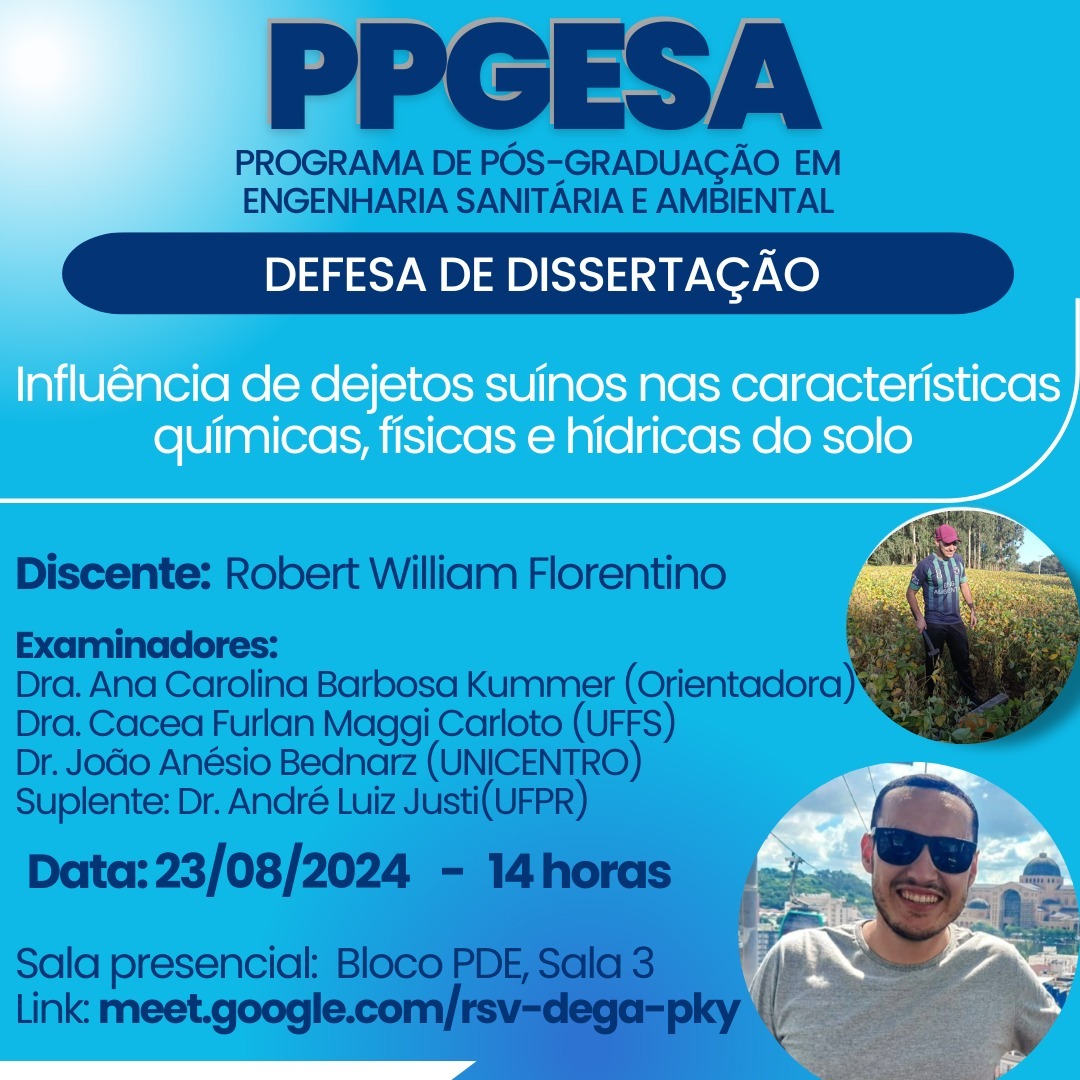 Defesa de dissertação – Robert William Florentino, 23 de agosto – 14h