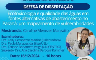 Defesa de dissertação – Caroline Menezes Manzatto, 16/12/2024 – 10h