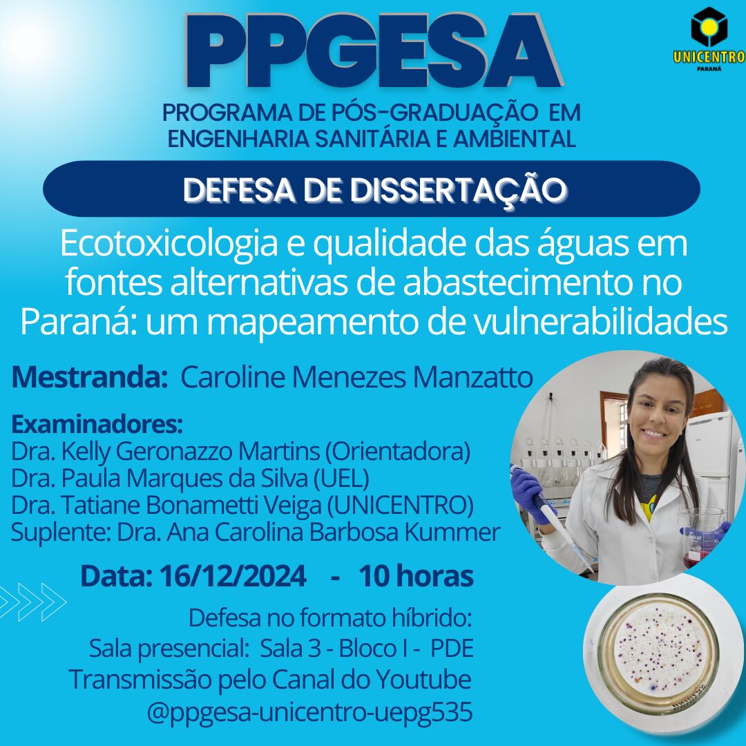 Defesa de dissertação – Caroline Menezes Manzatto, 16/12/2024 – 10h