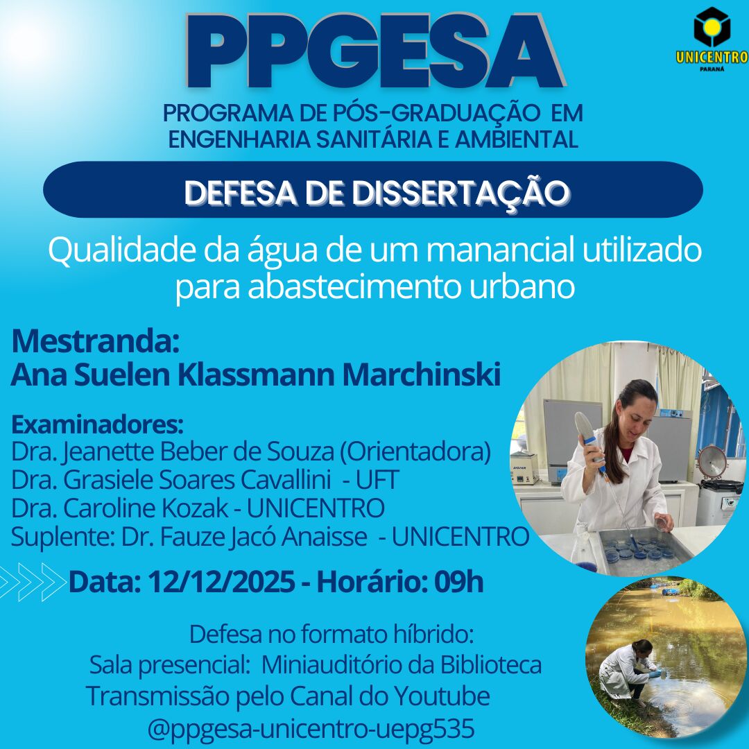 Defesa de mestrado – Ana Suelen Klassmann Marchinsk, 12/dez – 09h Defesa de mestrado – Ana Suelen Klassmann Marchinsk, 12/dez – 09h