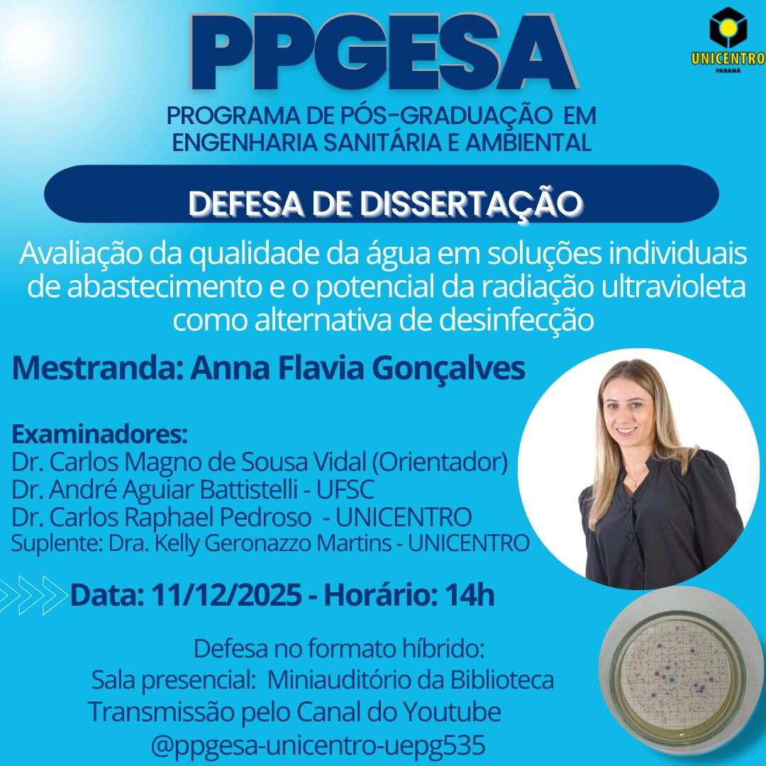 Defesa de mestrado – Anna Flavia Gonçalves, 11/dez – 14h Defesa de mestrado – Anna Flavia Gonçalves, 11/dez – 14h