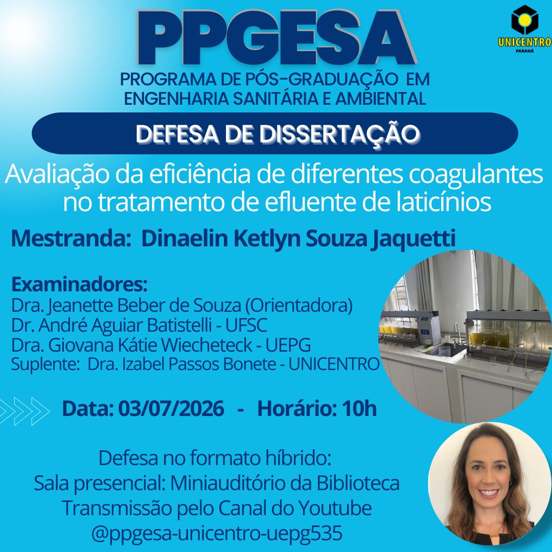 Defesa de dissertação – Dinaelin Ketlyn Souza Jaquetti, 03/07/2026 – 10h