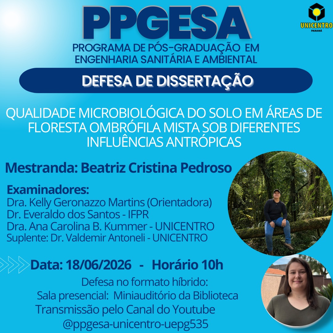 Defesa de dissertação – Beatriz Cristina Pedroso, 18/06/2026 – 10h