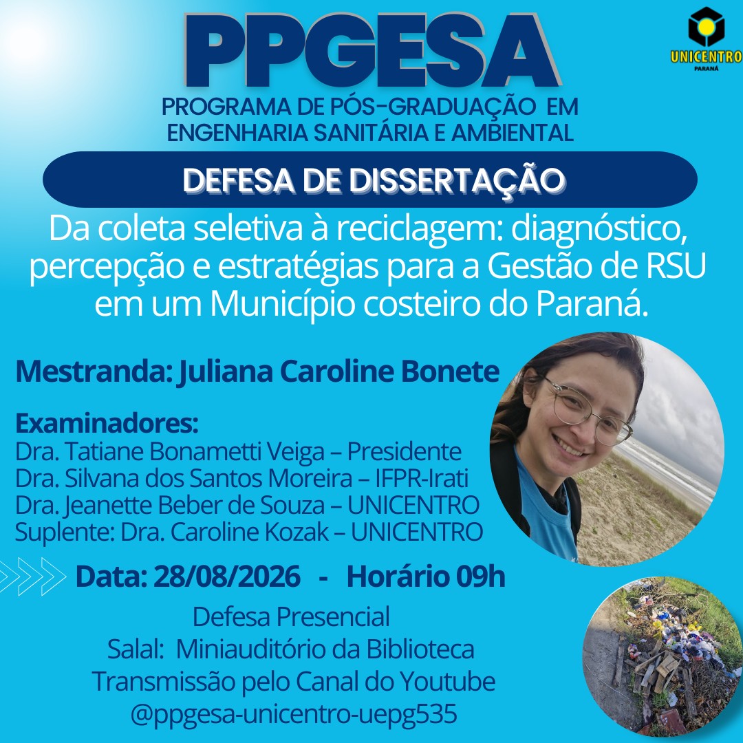 Defesa de dissertação – Juliana Caroline Bonete, 28/08/2026 – 09h
