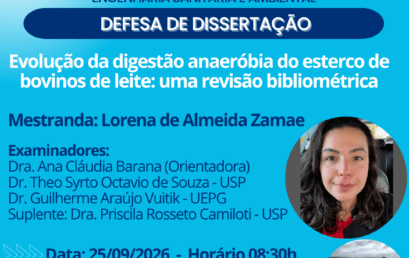 Defesa de dissertação PPGESA – Lorena de Almeida Zamae, 25/09/2026 – 08:30h