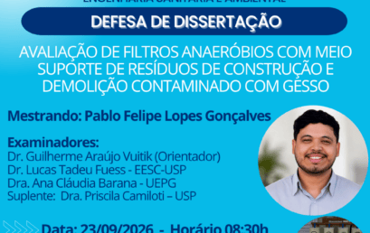 Defesa de dissertação PPGESA – Pablo Felipe Lopes Gonçalves, 23/09/2026 – 08:30h