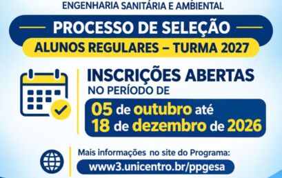 Edital 19/2026 – Abertura de inscrições para seleção de Alunos Regulares – turma 2027.