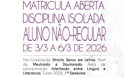 Inscrições para alunos não regulares em disciplina isolada – 1º semestre 2026