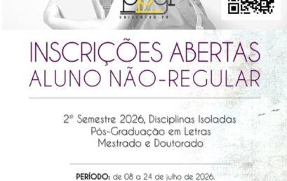 Inscrições para alunos não regulares em disciplina isolada – 2º Semestre 2026