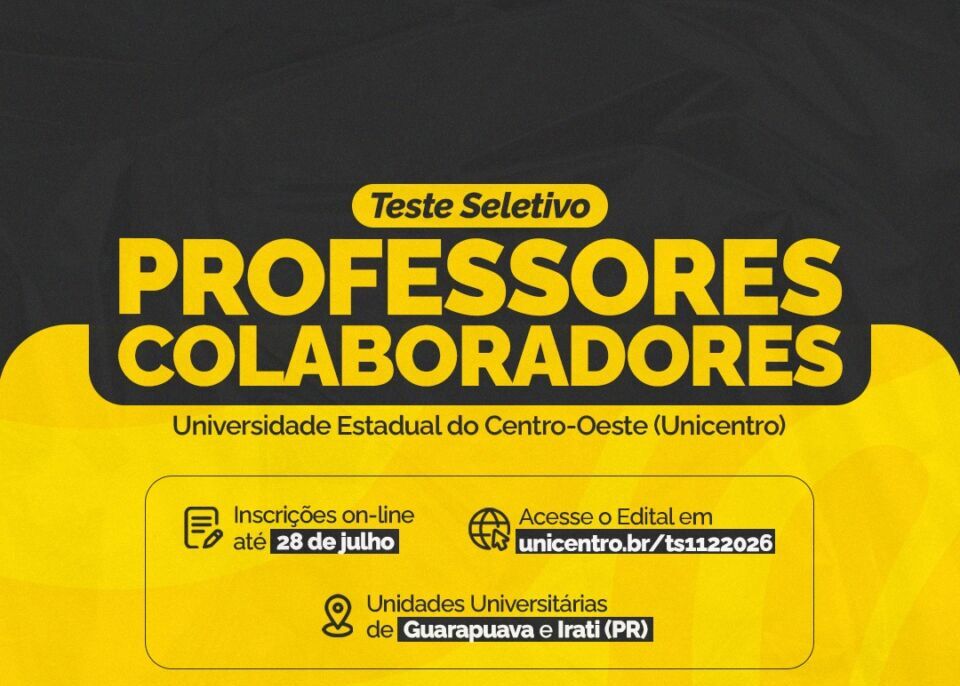 Últimos dias de inscrições para teste seletivo de professores colaboradores Últimos dias de inscrições para teste seletivo de professores colaboradores